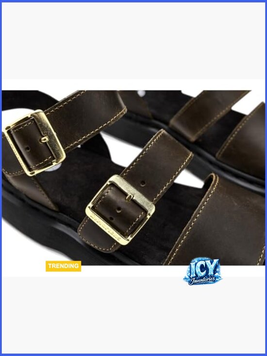 Leather Gladiator Sandals with Adjustable Buckle Straps main image 4